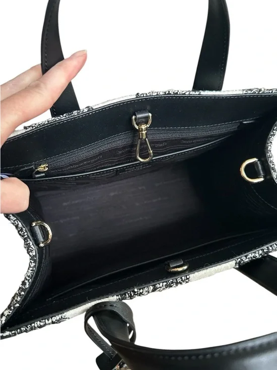 Kate Spade Polka Dot Tweed Satchel Crossbody NWT Black White 2 Way Bag - Picture 12 of 17